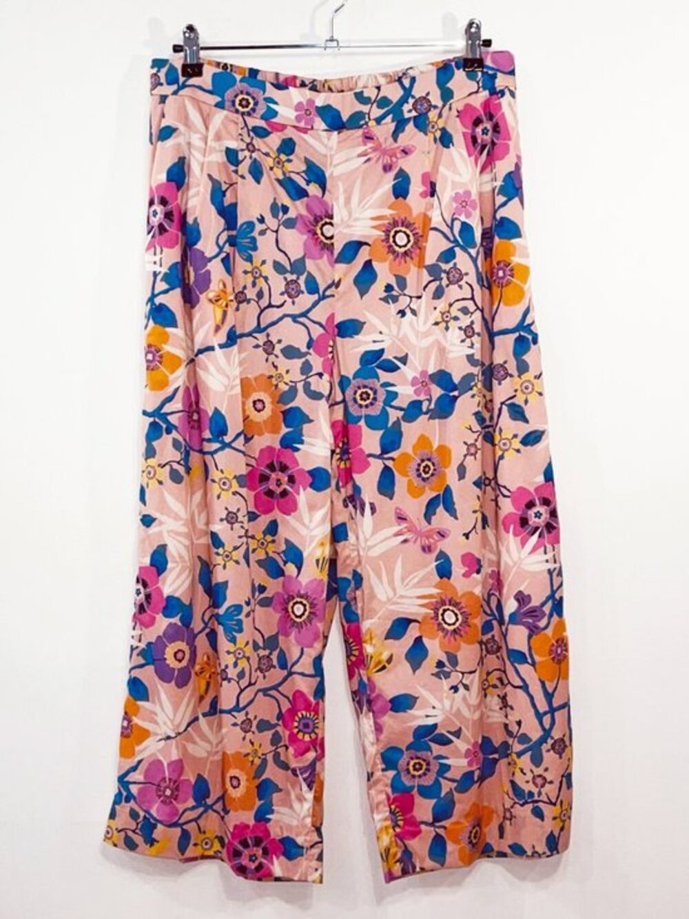 New J.Crew x Liberty Tana 100% Cotton Floral Crop Pant Pink 12, Large - Picture 2 of 7